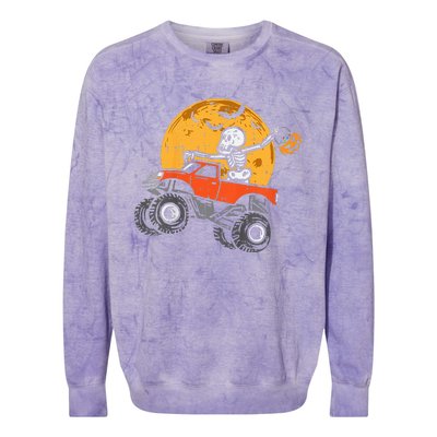 Skeleton Monster Truck Moon Candy Halloween Colorblast Crewneck Sweatshirt