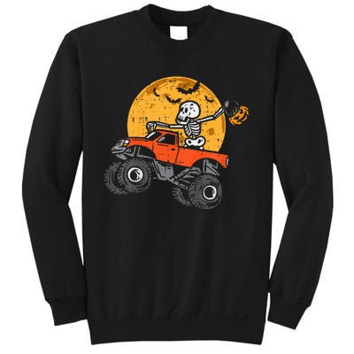 Skeleton Monster Truck Moon Candy Halloween Sweatshirt