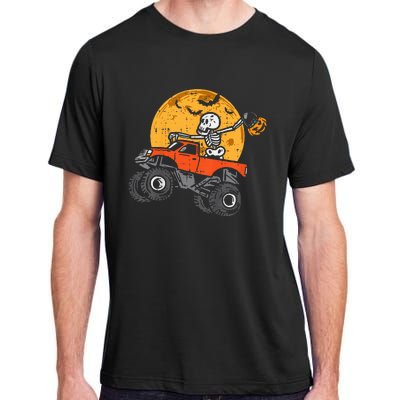 Skeleton Monster Truck Moon Candy Halloween Adult ChromaSoft Performance T-Shirt