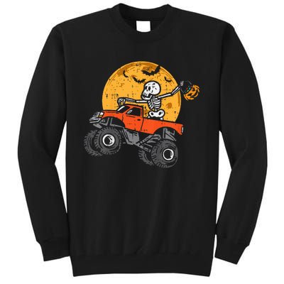 Skeleton Monster Truck Moon Candy Halloween Tall Sweatshirt