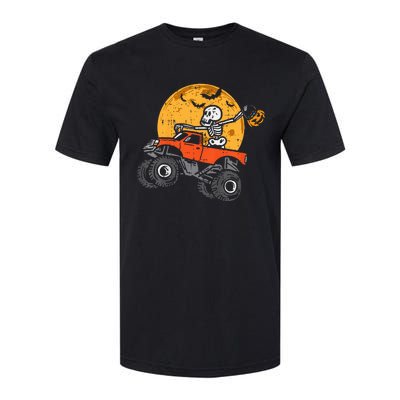 Skeleton Monster Truck Moon Candy Halloween Softstyle CVC T-Shirt