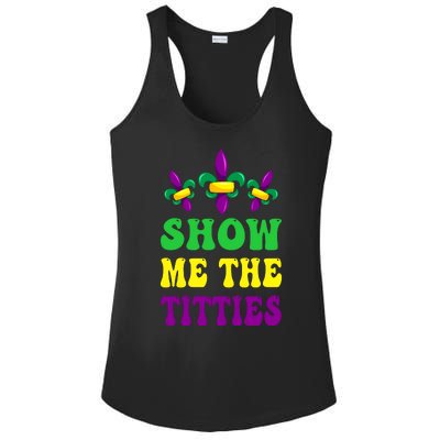 Show Me The Titties Funny Mardi Gras Gift Ladies PosiCharge Competitor Racerback Tank