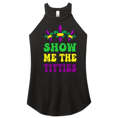 Show Me The Titties Funny Mardi Gras Gift Women’s Perfect Tri Rocker Tank