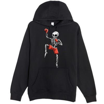 Skeleton Muay Thai Halloween Kickboxing MMA Fighter Costume Premium Pullover Hoodie