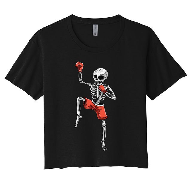 Skeleton Muay Thai Halloween Kickboxing MMA Fighter Costume Crop Top