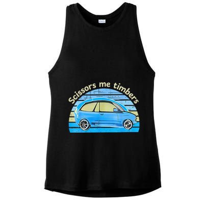 Scissors Me Timbers Funny Car Ladies PosiCharge Tri-Blend Wicking Tank