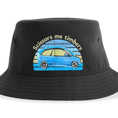 Scissors Me Timbers Funny Car Sustainable Bucket Hat