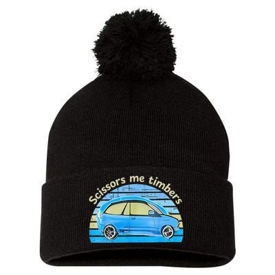 Scissors Me Timbers Funny Car Pom Pom 12in Knit Beanie