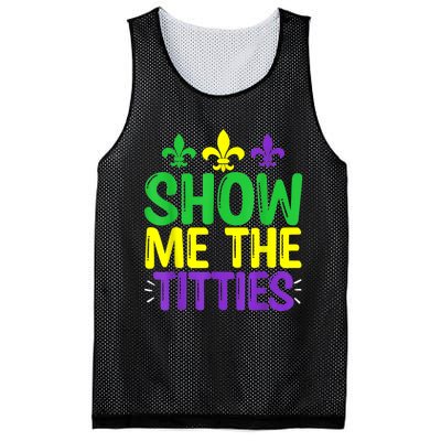 Show Me The Titties Funny Mardi Gras Tee Meme Mesh Reversible Basketball Jersey Tank