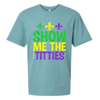 Show Me The Titties Funny Mardi Gras Tee Meme Sueded Cloud Jersey T-Shirt