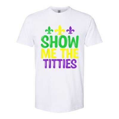 Show Me The Titties Funny Mardi Gras Tee Meme Softstyle® CVC T-Shirt