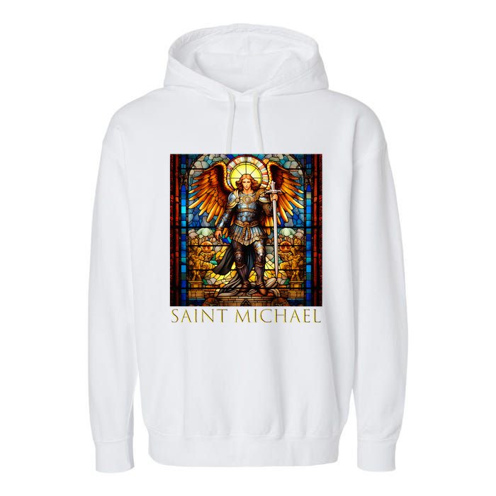 Saint Michael The Archangel Garment-Dyed Fleece Hoodie