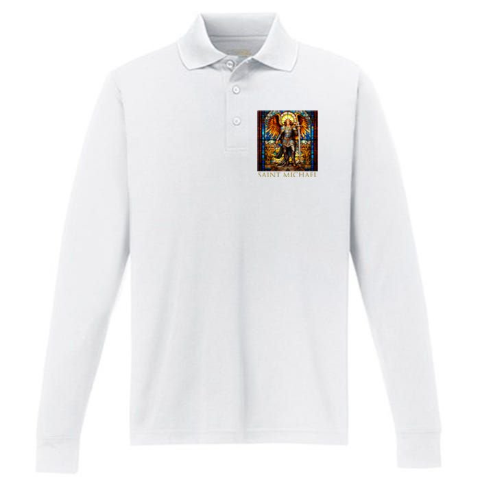 Saint Michael The Archangel Performance Long Sleeve Polo