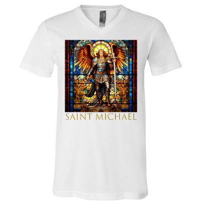 Saint Michael The Archangel V-Neck T-Shirt