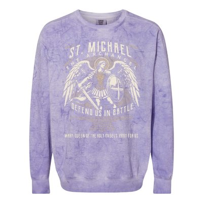 Saint Michael The Archangel Prayer Catholic Christian Pastor Colorblast Crewneck Sweatshirt