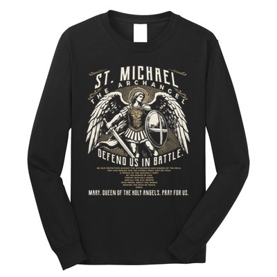 Saint Michael The Archangel Prayer Catholic Christian Pastor Long Sleeve Shirt