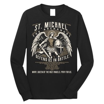 Saint Michael The Archangel Prayer Catholic Christian Pastor Long Sleeve Shirt