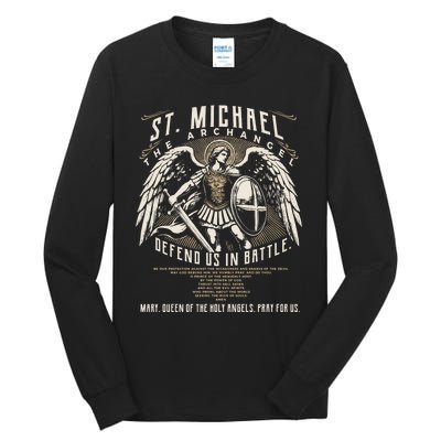 Saint Michael The Archangel Prayer Catholic Christian Pastor Tall Long Sleeve T-Shirt