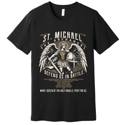 Saint Michael The Archangel Prayer Catholic Christian Pastor Premium T-Shirt
