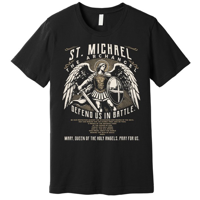 Saint Michael The Archangel Prayer Catholic Christian Pastor Premium T-Shirt