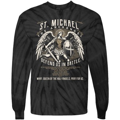 Saint Michael The Archangel Prayer Catholic Christian Pastor Tie-Dye Long Sleeve Shirt