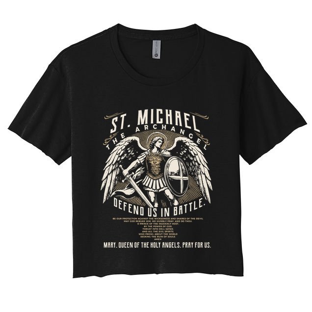 Saint Michael The Archangel Prayer Catholic Christian Pastor Crop Top