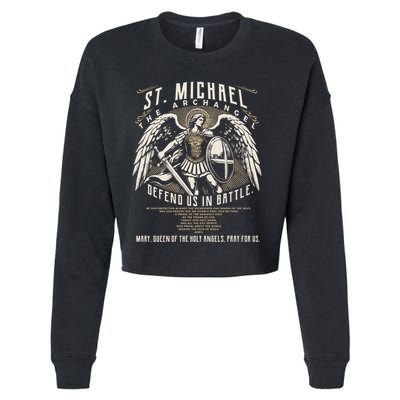 Saint Michael The Archangel Prayer Catholic Christian Pastor Cropped Pullover Crew