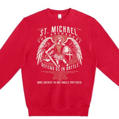 Saint Michael The Archangel Prayer Catholic Christian Pastor Premium Crewneck Sweatshirt