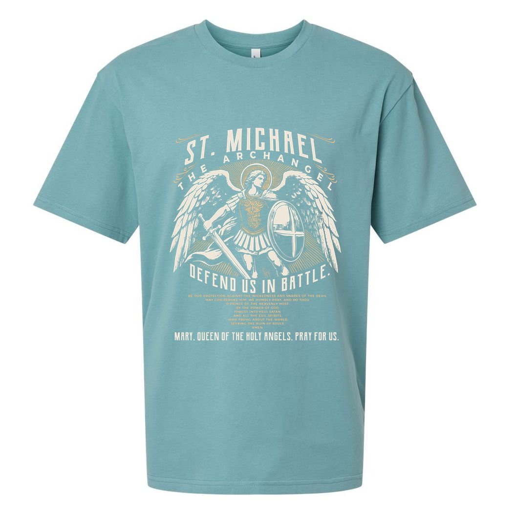 Saint Michael The Archangel Prayer Catholic Christian Pastor Sueded Cloud Jersey T-Shirt