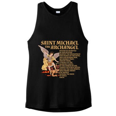 St Michael The Archangel Prayer Gift Ladies PosiCharge Tri-Blend Wicking Tank