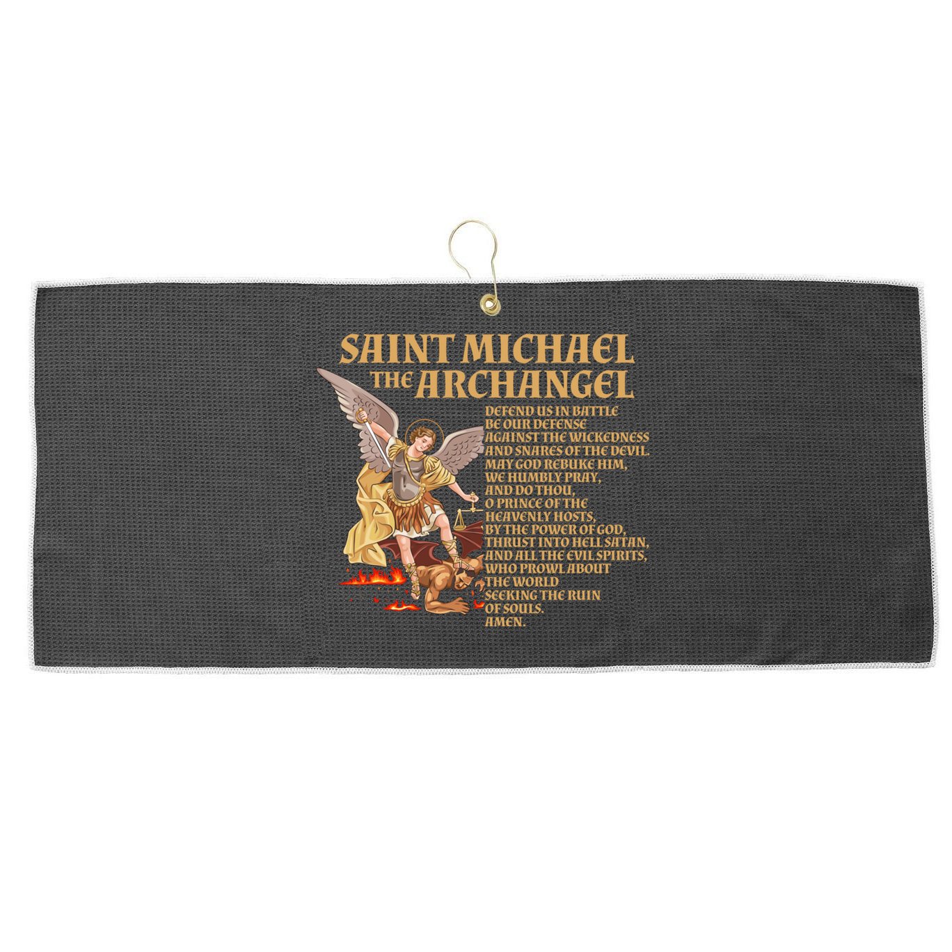 St Michael The Archangel Prayer Gift Large Microfiber Waffle Golf Towel