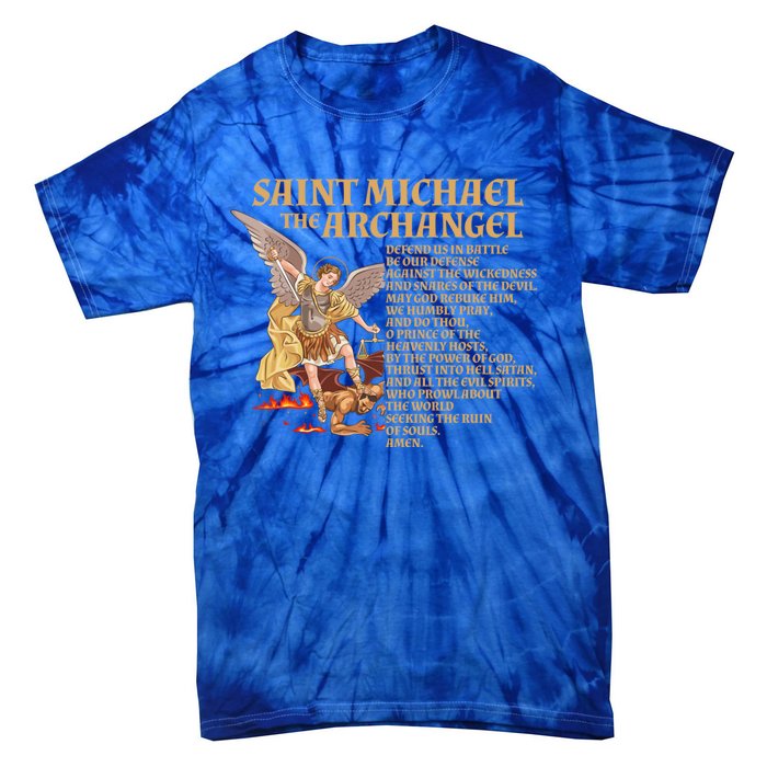 St Michael The Archangel Prayer Gift Tie-Dye T-Shirt