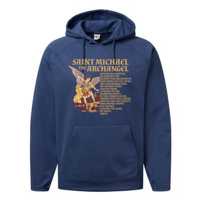 St Michael The Archangel Prayer Gift Performance Fleece Hoodie