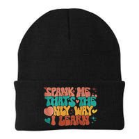 Spank Me That's The Only Way I Learn Funny Quote Meme Knit Cap Winter Beanie