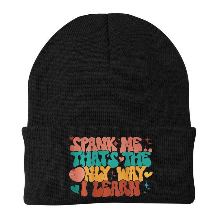 Spank Me That's The Only Way I Learn Funny Quote Meme Knit Cap Winter Beanie