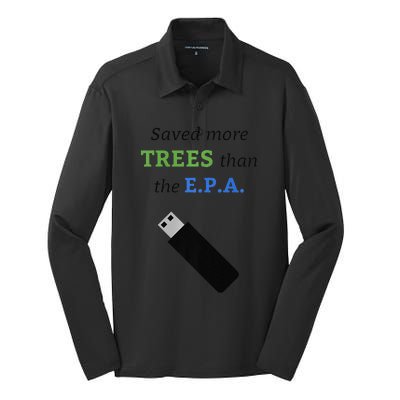 Saved More Trees Than The EPA Libertarian Earth Day Silk Touch Performance Long Sleeve Polo