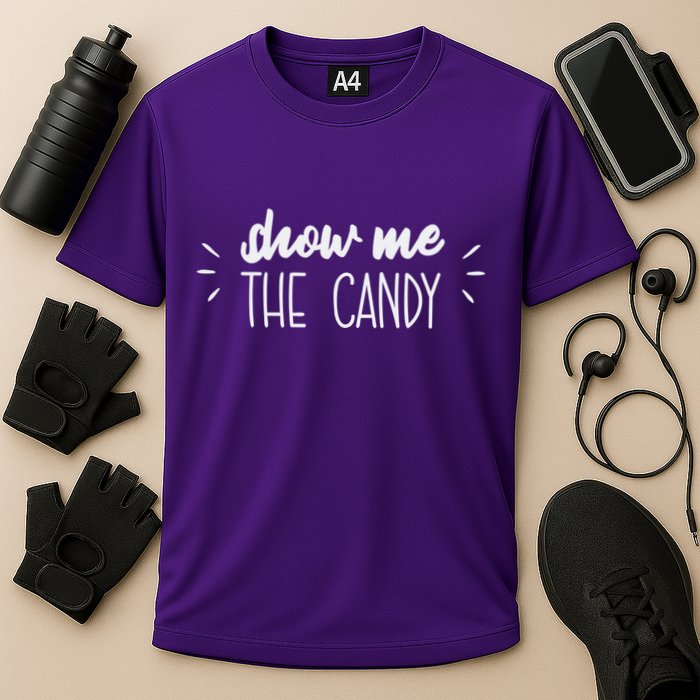 Show Me The Candy Funny Halloween Cooling Performance Crew T-Shirt