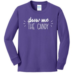 Show Me The Candy Funny Halloween Kids Long Sleeve Shirt