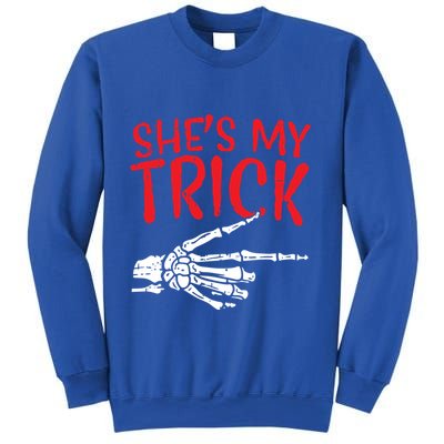 Shes My Trick Halloween Costume Skeleton Matching Couple Cute Gift Sweatshirt