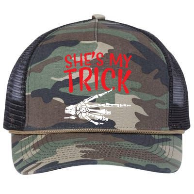 Shes My Trick Halloween Costume Skeleton Matching Couple Cute Gift Retro Rope Trucker Hat Cap