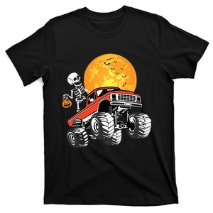 Skeleton Monster Truck Halloween Truck Pumpkin T-Shirt