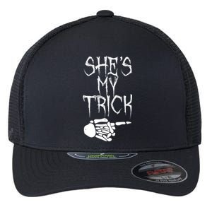 Shes My Trick Halloween Couples Matching Friend Costume Gift Flexfit Unipanel Trucker Cap