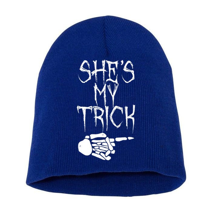 Shes My Trick Halloween Couples Matching Friend Costume Gift Short Acrylic Beanie