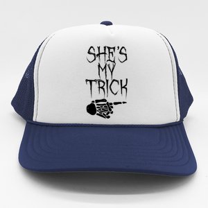 Shes My Trick Halloween Couples Matching Friend Costume Gift Trucker Hat