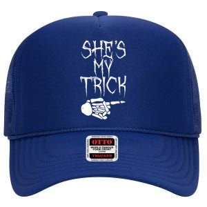 Shes My Trick Halloween Couples Matching Friend Costume Gift High Crown Mesh Back Trucker Hat