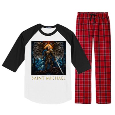 Saint Michael The Archangel Stained Glass Raglan Sleeve Pajama Set