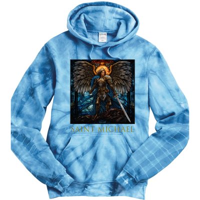 Saint Michael The Archangel Stained Glass Tie Dye Hoodie