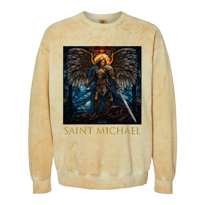 Saint Michael The Archangel Stained Glass Colorblast Crewneck Sweatshirt