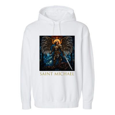 Saint Michael The Archangel Stained Glass Garment-Dyed Fleece Hoodie