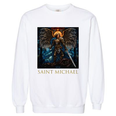 Saint Michael The Archangel Stained Glass Garment-Dyed Sweatshirt